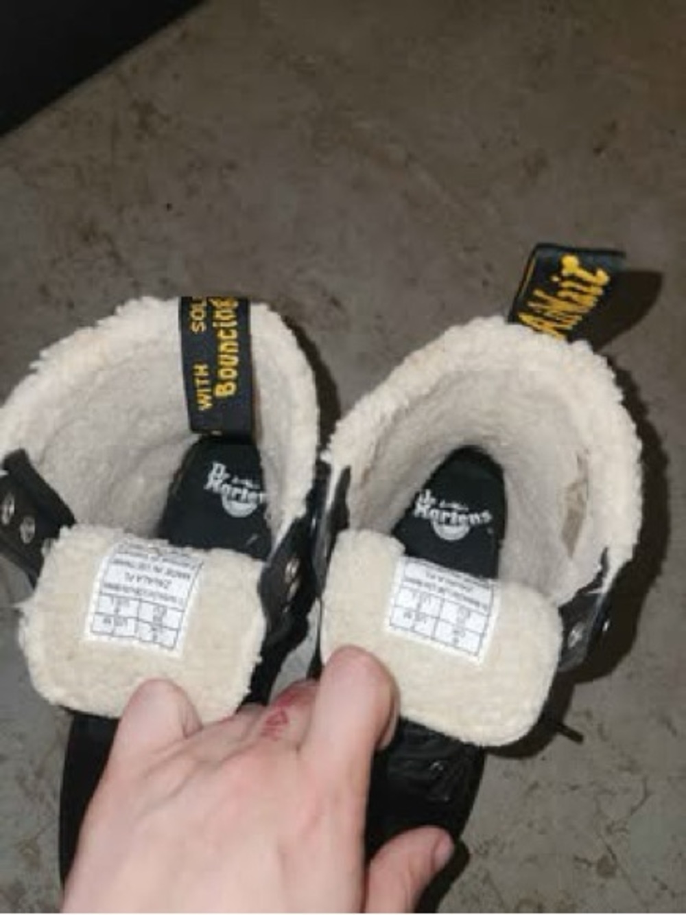 Dr. Martens Black Leather Lace-Up Boots with Shearling Collar - Picture 4 of 4